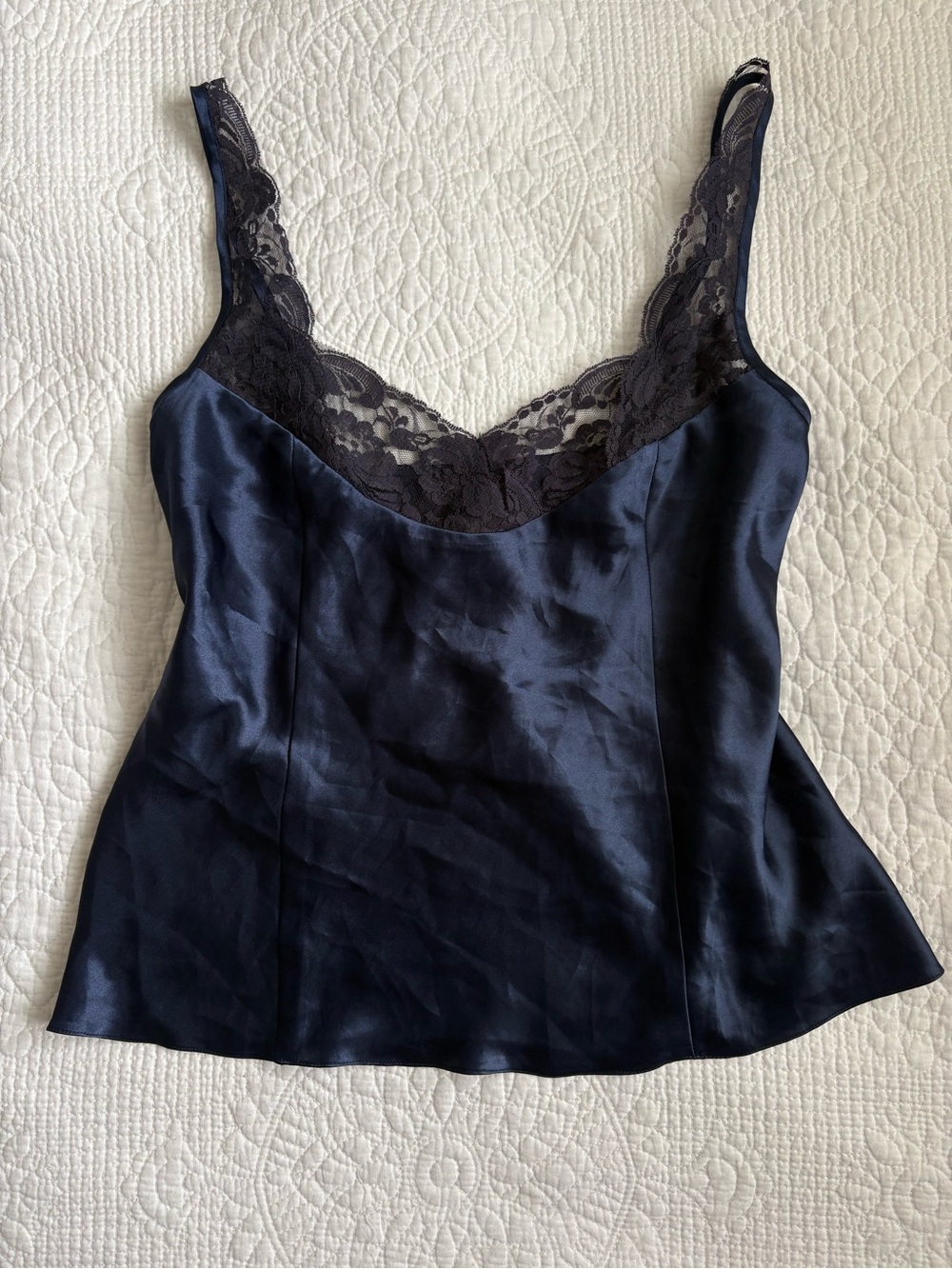 Vintage 90s La Senza Babydoll Lace Trim Satin Slip Tank Top